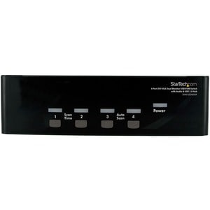 StarTech.com 4 Port DVI VGA Dual Monitor KVM Switch USB with Audio and USB 2.0 Hub - 4 Computer(s) - 1 Local User(s) - SVG