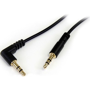 StarTech.com 1 ft Slim 3.5mm to Right Angle Stereo Audio Cable - M/M - Easily connect an iPod® or other MP3 player to a ca