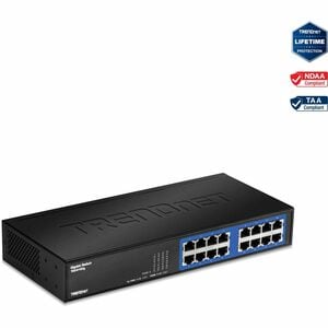 TRENDnet 6-Port Unmanaged Gigabit GREENnet Desktop Metal Switch, Ethernet-Network Switch, 16 x 10-100-1000 RJ-45 Ports, 32