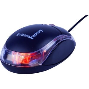 Souris Optique Urban Factory BDM02UF - USB - 3 Bouton(s) - Noir, Transparent - Câble - 800 dpi - Roulettes avec frein