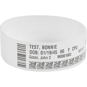 Zebra Wristband Polypropylene 1 x 7in Direct Thermal Zebra Z-Band Comfort HC100 - 1" Width x 7" Length - Permanent Adhesiv