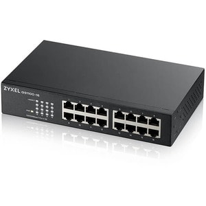 ZYXEL GS1100-16 Ethernet Switch - 16 Ports - Gigabit Ethernet - 10/100/1000Base-T - 2 Layer Supported - Twisted Pair - Wal