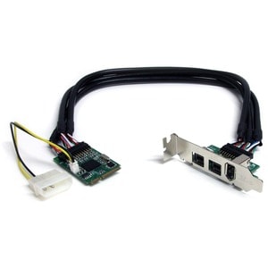 StarTech.com 3 Port 2b 1a 1394 Mini PCI Express FireWire Card Adapter - Add 2 FireWire-800 and 1 FireWire-400 port through