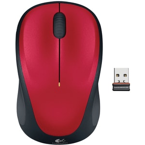 Logitech M235 Mouse - Radio Frequency - USB - Optical - 3 Button(s) - Red - Wireless - 1000 dpi - Scroll Wheel - 1 Year Ba