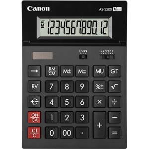 Canon AS-2200 Simple Calculator - 12 Digits - LCD - Battery/Solar Powered - 34 mm Height x 140 mm Width x 198 mm Length - 