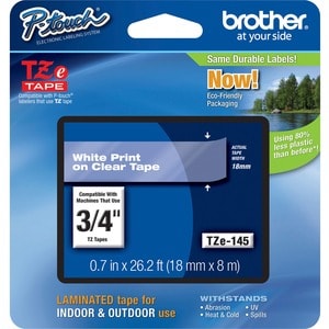 Brother TZE145 Label Tape - 19.05 mm Width - White - 1 Each - Grease Resistant, Grime Resistant, Temperature Resistant