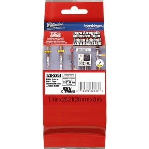 Etikettenband P-touch TZES261 - 36 mm Breite x 8 m Länge - Permanent Kleber - Thermotransfer, Thermodirekt - Weiß - 1 Each