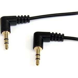 StarTech.com 1 ft Slim 3.5mm Right Angle Stereo Audio Cable - M/M - Easily connect an iPod® or other MP3 player to a car s
