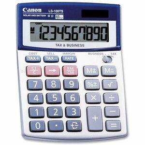 Canon LS-100TS Simple Calculator - Auto Power Off - 10 Digits - LCD - Battery/Solar Powered - 101.6 mm Height x 135.4 mm W