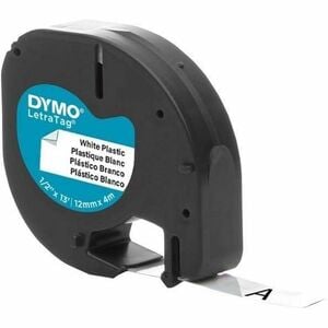 Dymo LetraTag ID Label - 12 mm Width x 4 m Length - Tape - Thermal - White - Plastic - Sunlight Resistant, Temperature Res