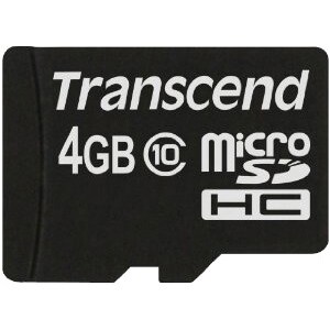 Transcend 4 GB Class 10 microSDHC - Lifetime Warranty