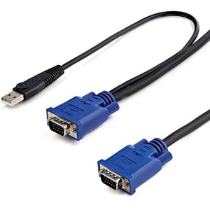 StarTech.com Cavo KVM USB ultra-sottile 2 in 1 4,5 m - Cable for KVM Switch, Tastiera/Mouse - Nero