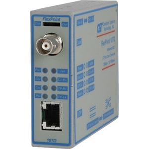 Omnitron Systems FlexPoint 10T/2 Media Converter - 1 x Network (RJ-45) - 10Base-2, 10Base-T - 0.19 km - Wall Mountable, Ra