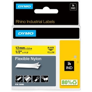 Etiquette pour Câbles Dymo RhinoPRO 18490 - 12,70 mm Largeur - Impression thermique directe - Jaune - Nylon - 1 Unité