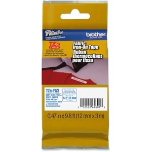 P-touch TZe-FA3 Label Tape - 12 mm Width x 3 m Length - Thermal Transfer - White - Yes - High Durable - 1 Roll