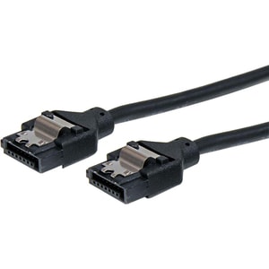 StarTech.com 6in Latching Round SATA Cable - 1 x Female SATA - 1 x Female SATA - Black