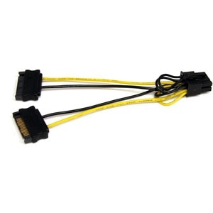 StarTech.com 6in SATA Power to 8 Pin PCI Express Video Card Power Cable Adapter - Convert two 15-pin SATA power supply con