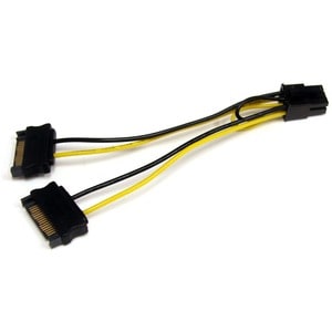 6IN DUAL SATA TO PCIE VIDEO CARD POWER CABLE 15PIN TO 6PIN