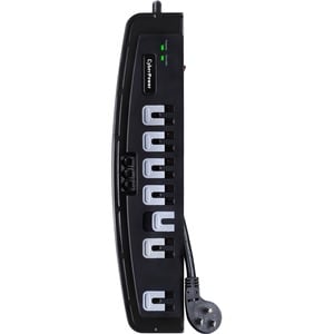 CyberPower CSP708T Professional 7 - Outlet Surge with 1650 J - Clamping Voltage 400V, 8 ft, NEMA 5-15P, Right Angle - 45° 