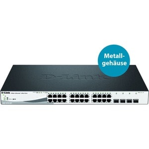 D-Link 28 Port PoE Gigabit Smart Switch Including 4 Combo SFP Ports - 24 Ports - Manageable - Gigabit Ethernet - 10/100/10