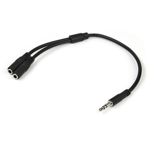 StarTech.com Slim Stereo Splitter Cable - 3.5mm Male to 2x 3.5mm Female - Split one headphone jack into two separate jacks