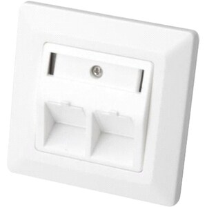 Digitus Leerdose für Keystone Module, Rahmen 80x80 mm + Zentralplatte 50x50 mm. Buchsen-Typ: RJ-45. Produktfarbe: Weiß. Br