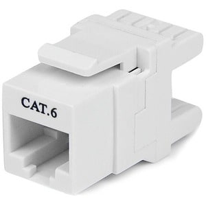 StarTech.com 180° Cat 6 Keystone Jack - RJ45 Ethernet Cat6 Wall Jack White - 110 Type - Terminate Cat6 cables at a 180° an