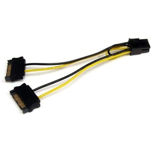 StarTech.com 6in SATA Power to 6 Pin PCI Express Video Card Power Cable Adapter - Convert two 15-pin SATA power supply con