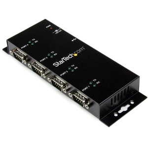 StarTech.com 4 Port USB to Serial RS232 Adapter - Wall Mount - Din Rail - COM Port Retention - FTDI USB to DB9 RS232 Hub (