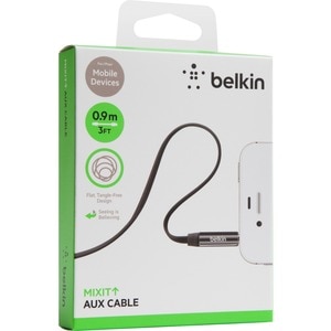 Belkin Mini-phone Audio Cable - 3 ft Mini-phone Audio Cable for Audio Device, iPod, iPhone, Speaker - First End: Mini-phon