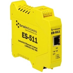 Brainboxes Industrial Ethernet to Serial 1xRS232/422/485 - DIN Rail Mountable - PC, Linux - 1 x Number of Serial Ports Ext