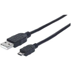 Manhattan Cable USB V2 A-Micro B, Bolsa PVC 0.5M Negro - Cable for Portátil, Computadora de escritorio - 480Mbit/s - Apant