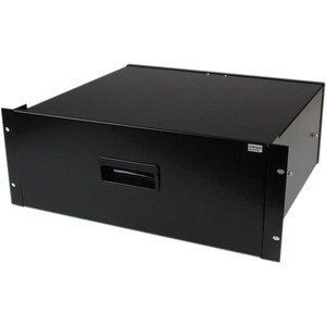 StarTech.com 4U Black Steel Storage Drawer for 19in Racks and Cabinets - 4U Black Sliding Rack Storage Drawer - Add a rugg