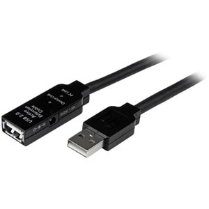 StarTech.com 20m USB 2.0 Active Extension Cable - M/F - Cable for Wall Outlet, Power Adapter - First End: 1 x 4-pin USB 2.
