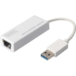 Digitus Gigabit Ethernet USB-3.0-Adapter. Produktfarbe: Weiß, Ursprungsland: China. Kompatible Betriebssysteme: Windows 7,