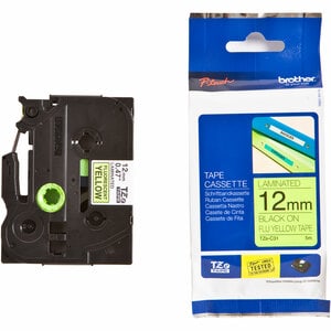 Brother P-touch TZe-C31 Label Tape - 12 mm Width - Rectangle - Direct Thermal - Fluorescent Yellow - Laminated - High Dura