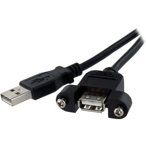 StarTech.com Cavo USB a pannello 30 cm A ad A - F/M - Cable for PC - Prolunga - 24/28 AWG - Nero