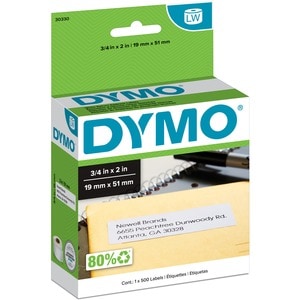 Dymo LW Return Address Labels 3/4" x 2" - 3/4" (19.05 mm) Width x 2" (50.80 mm) Length - Rectangle - Direct Thermal - Whit