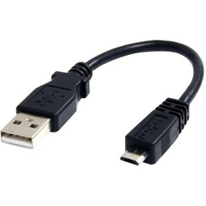 StarTech.com 6in Micro USB Cable - A to Micro B - USB for Camera, PDA, Cellular Phone, Tablet, GPS Receiver - 6" - 1 Pack 