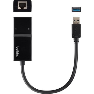 Belkin USB 3.0 to Gigabit Ethernet GbE Network Adapter 10/100/1000 - USB - 1 Port(s) - 1 x Network (RJ-45) - Twisted Pair 