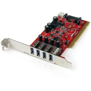 StarTech.com 4 Port PCI SuperSpeed USB 3.0 Adapter Card with SATA/SP4 Power - 5Gbps - 4-Port USB 3.0 PCI/PCI-X Card (USB 3