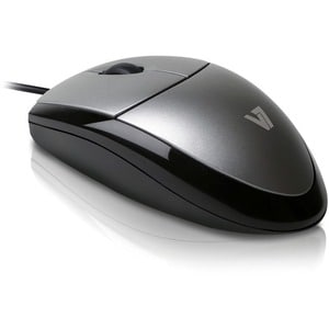 V7 Full size USB Optical Mouse - V7 Full Size USB Wired Optical Mouse - Silver/Gray - Cable Length 5ft (1.6m) Red LED/Opti