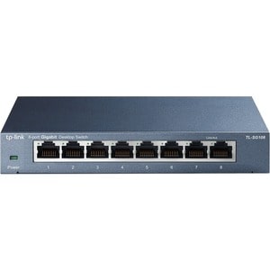 TP-LINK TL-SG108 8-Port 10/100/1000Mbps Desktop Gigabit Steel Cased Switch - 8 Ports - Gigabit Ethernet - 10/100/1000Base-