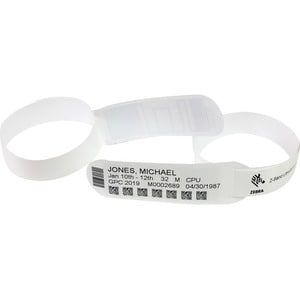 Zebra Z-Band UltraSoft Wristband Cartridge Kit (White) - 1" Width x 6" Length - Permanent Adhesive - Direct Thermal - Whit