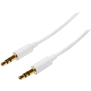 StarTech.com 2m White Slim 3.5mm Stereo Audio Cable - Male to Male - Listen to your iPod® / MP3 player on your car or home