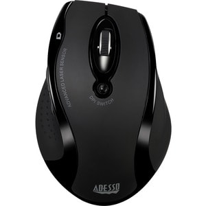 Adesso iMouse G25 Wireless Ergonomic Laser Mouse - Laser - Wireless - 30 ft - Radio Frequency - 2.40 GHz - Black - USB Typ