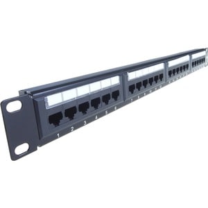 Computer Gear 24 Port(s) Network Patch Panel - Black - 24 x RJ-45 - 1U High - 19" Wide - Rack-mountable