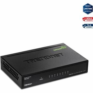 TRENDnet 8-Port Gigabit GREENnet Switch, Ethernet Network Switch, 8 x 10-100-1000 Mbps Gigabit Ethernet Ports, 16 Gbps Swi
