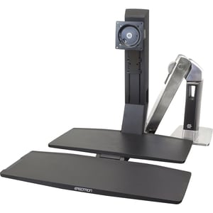 Ergotron WorkFit Mounting Arm for Flat Panel Display - Polished Black - Height Adjustable - 61 cm (24") Screen Support - 9