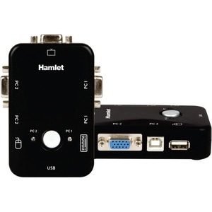 Hamlet KVM Switch per 2 PC + 3 Porte USB + VGA. Consente di condividere due PC o Notebook con un unica tastiera e mouse US